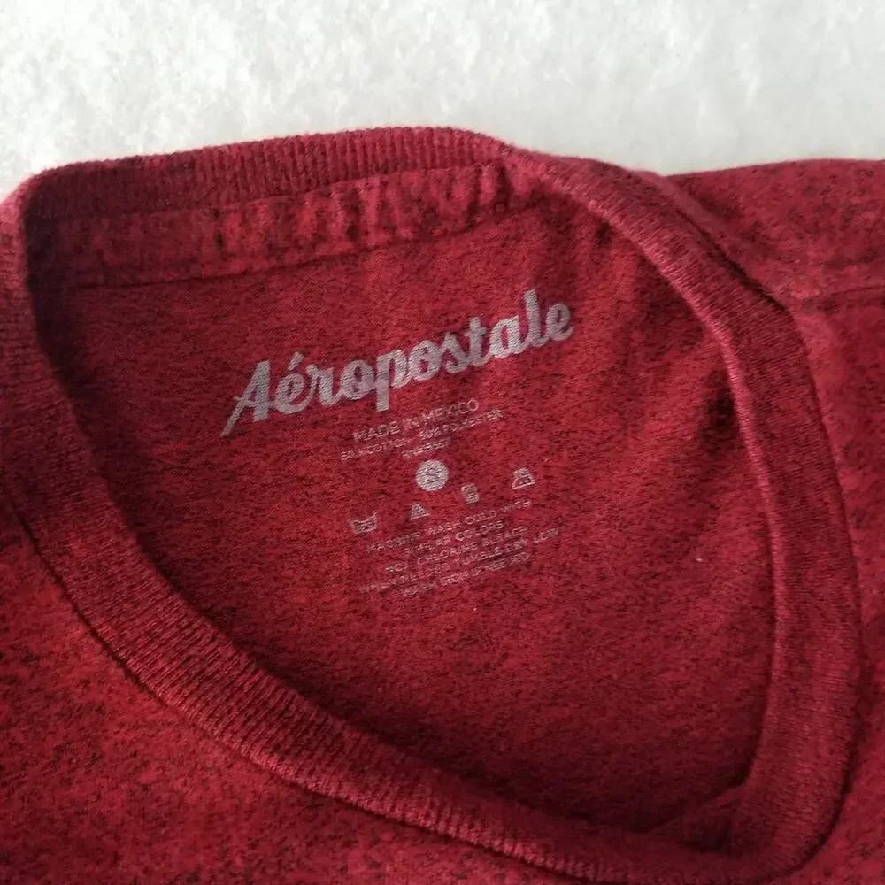 ❤️2/$12 Aeropostale Shirt Aero 87 Long Sleeve Cotton T-shirt Maroon Mens S